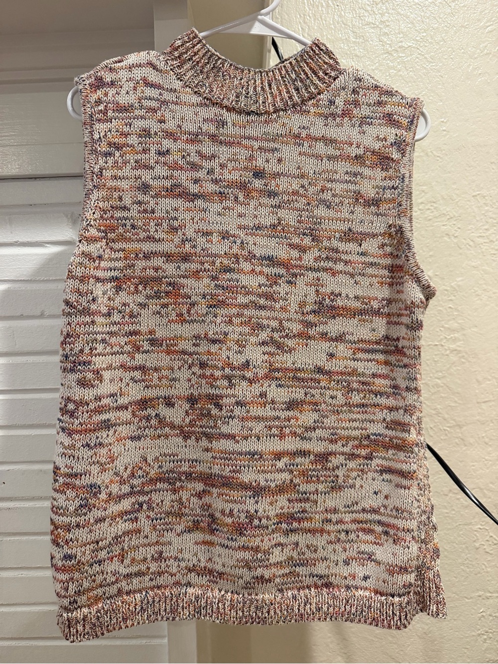 Talbots Marled Knit Sweater Vest Mock Neck Sleeveless Cotton Blend Size Large